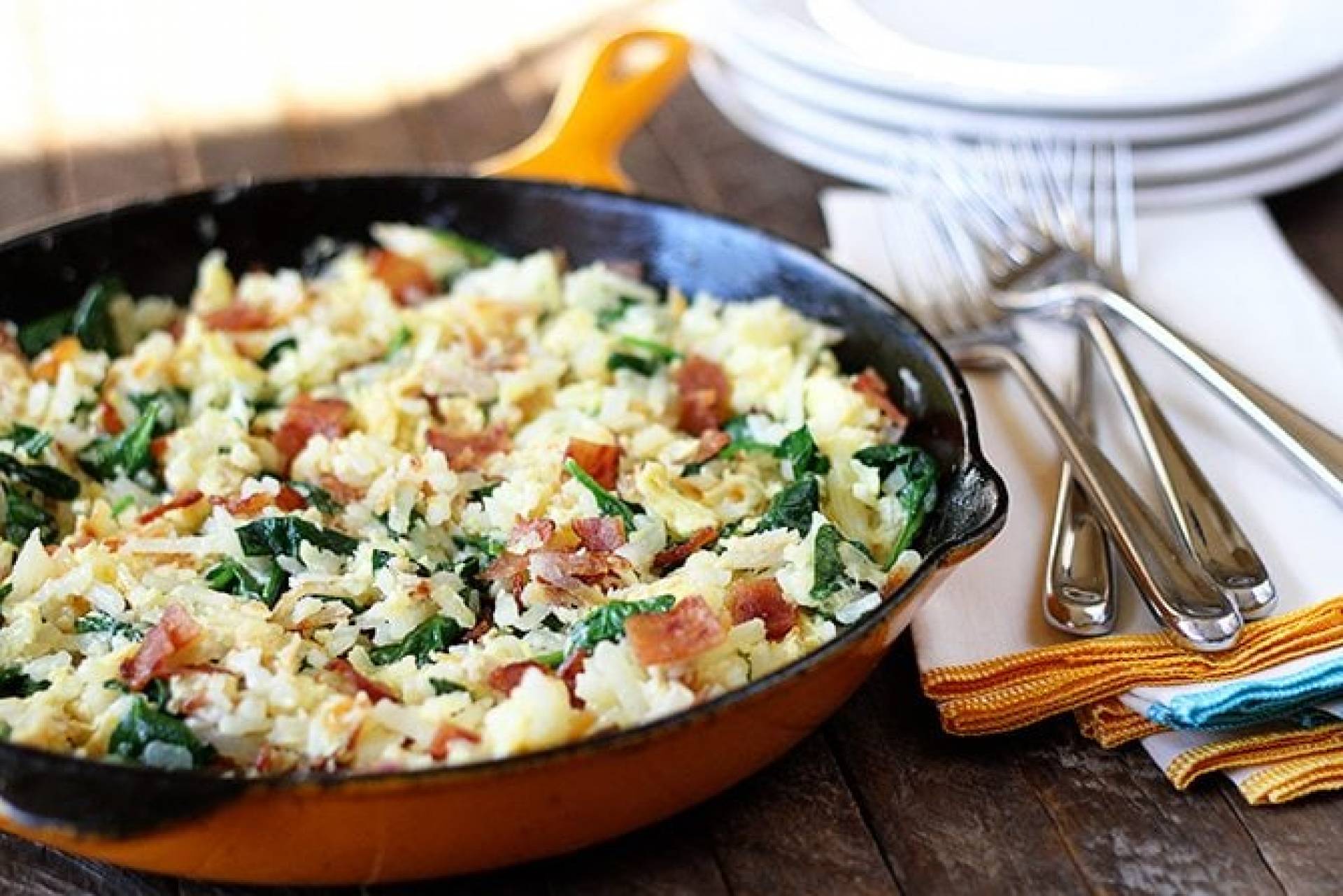 Egg and Spinach Scramble with Hash Browns (ATHLETE)