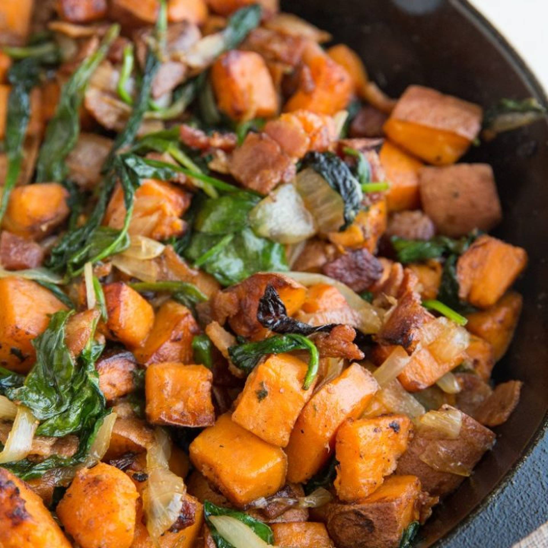 Turkey and Sweet Potato Hash with Spinach