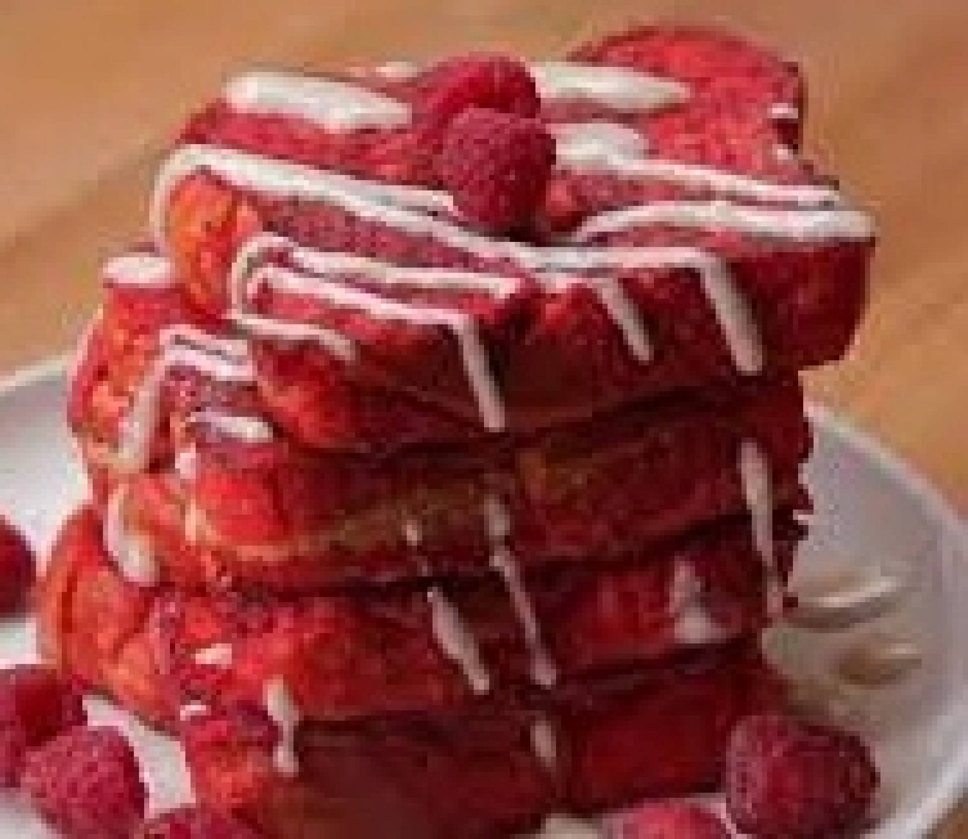 Red Velvet  French Toast, Eggs, with Turkey Sausage (PRO)