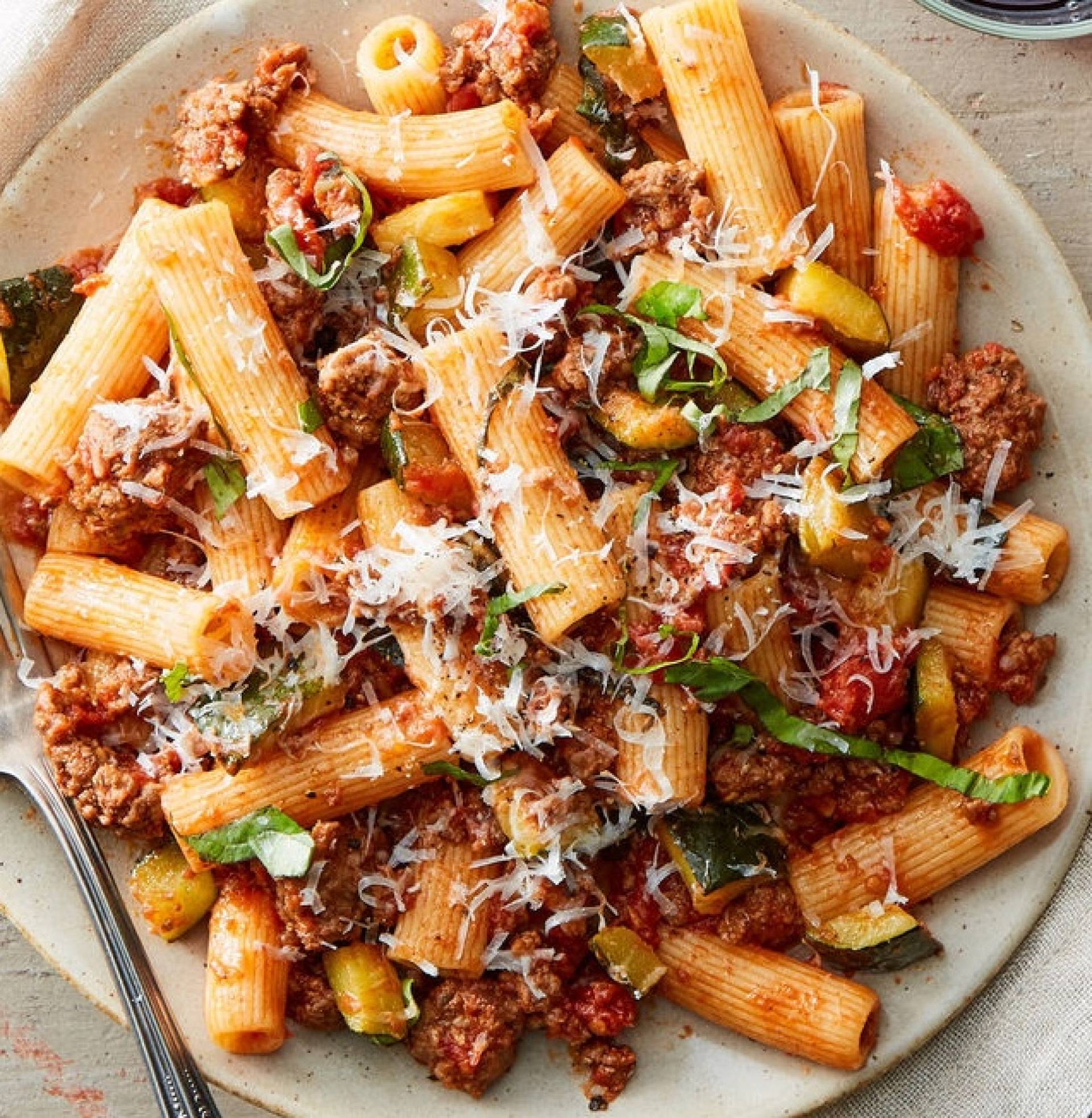 Beef Bolognese with Zucchini and Rigatoni