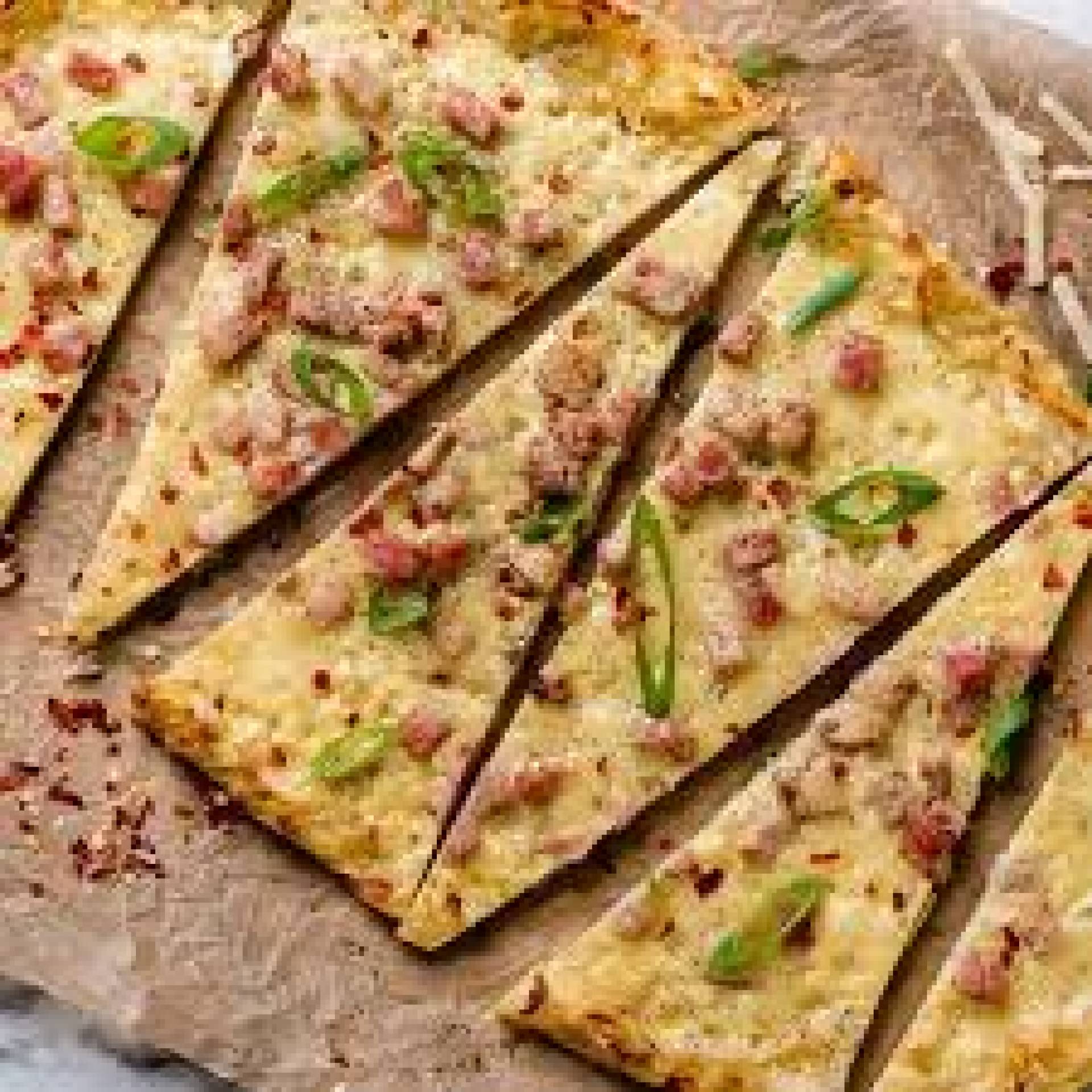 Egg and Ham Breakfast Pizza with Hash Brown Crust  (ATHLETE)