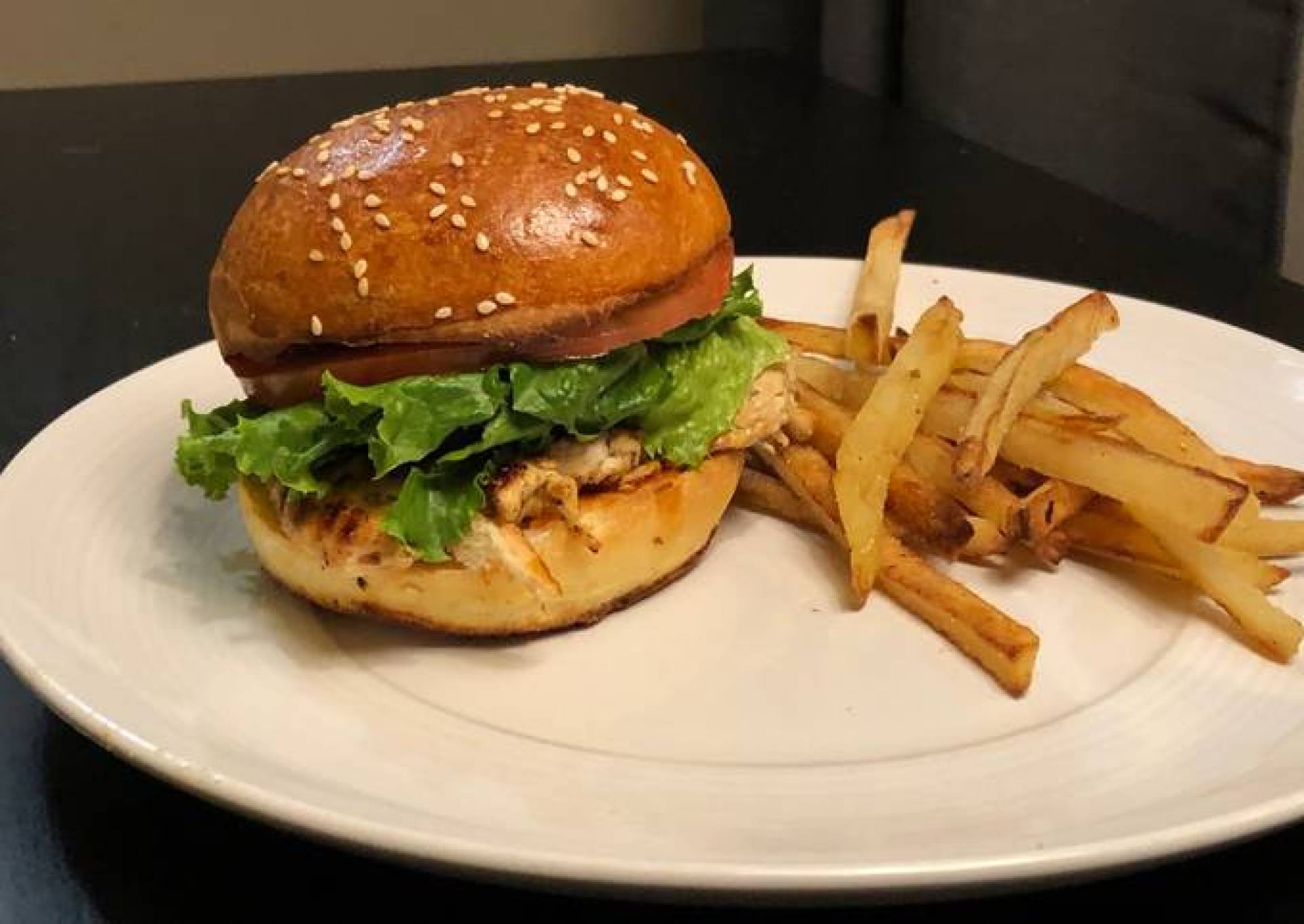 Chicken Bacon Ranch Sandwich with Baked Fries