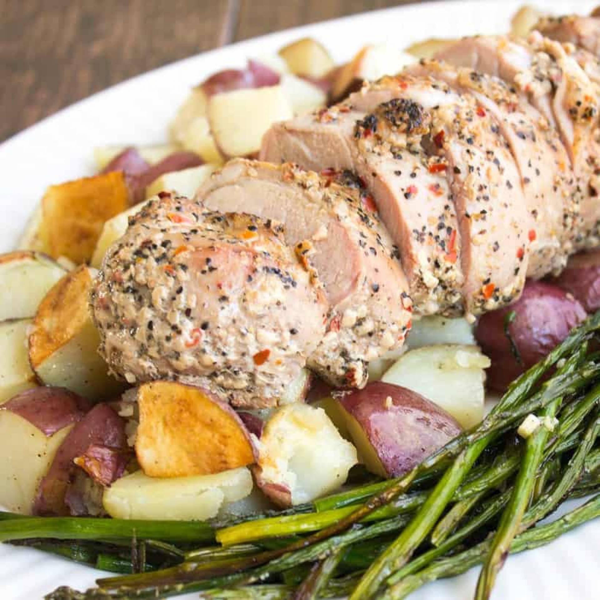 Pork Tenderloin with Baby Potatoes and Asparagus  (ATHLETE)